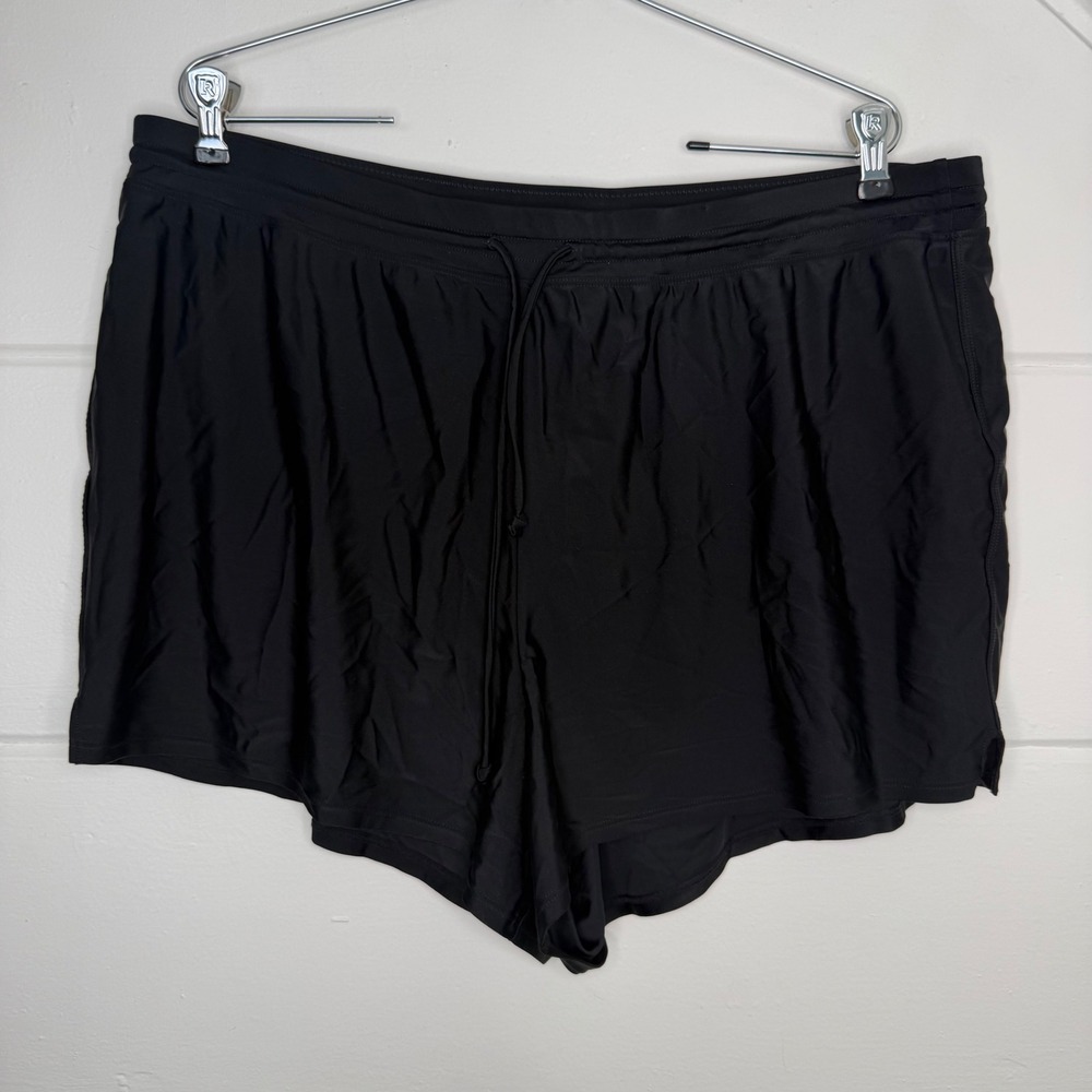 Lane Bryant Cacique Swim Black Swim Shorts Plus Size 18 Drawstring Swim Bottoms